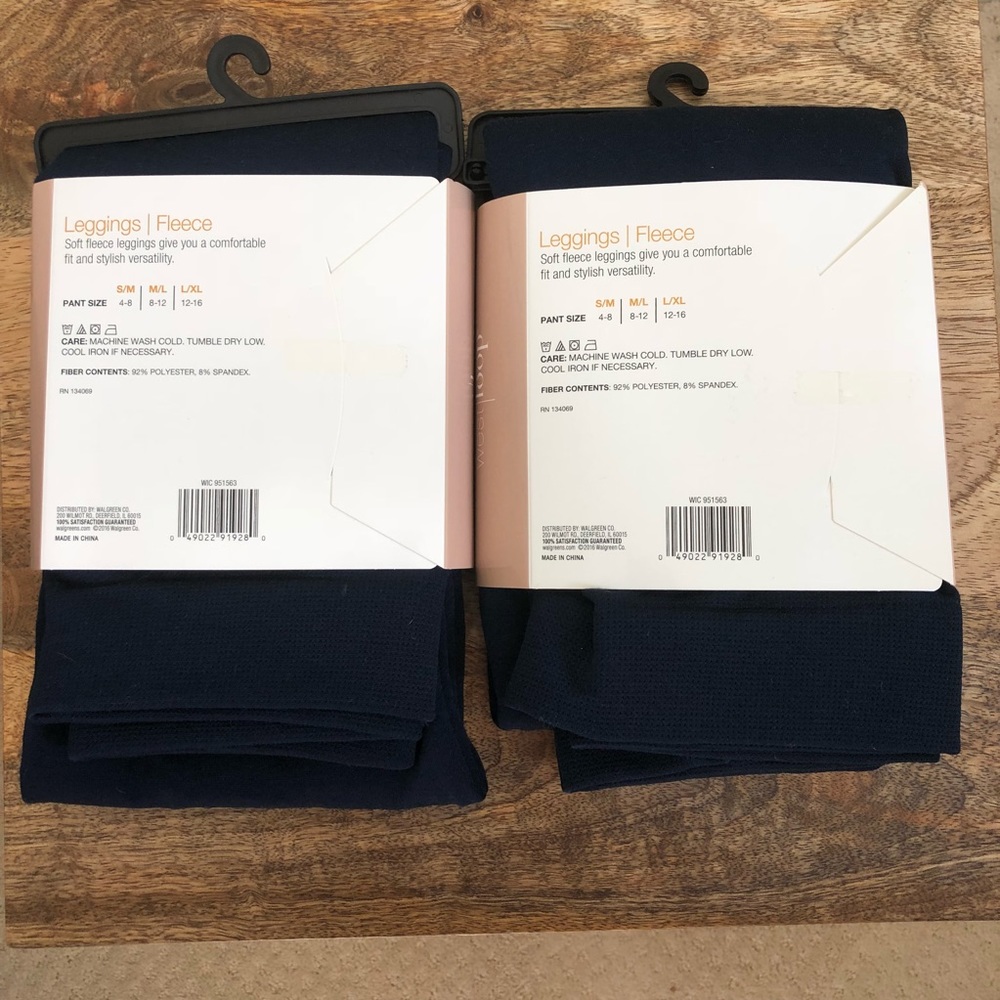 2 pack Navy blue fleeced lined leggings - Picture 2 of 4